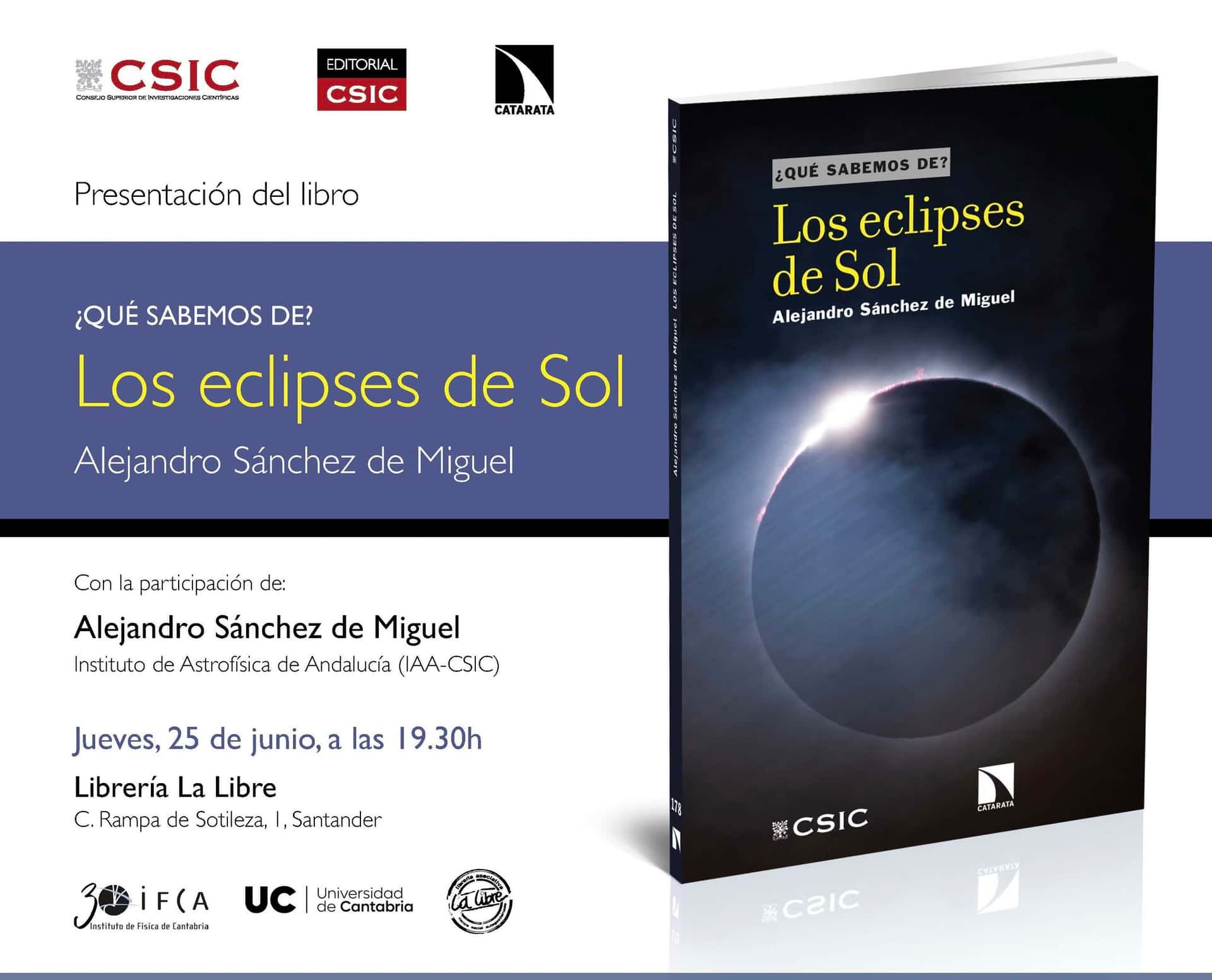 Presentación del libro '¿Qué sabemos de los eclipses de Sol?' de Alejandro Sánchez de Miguel