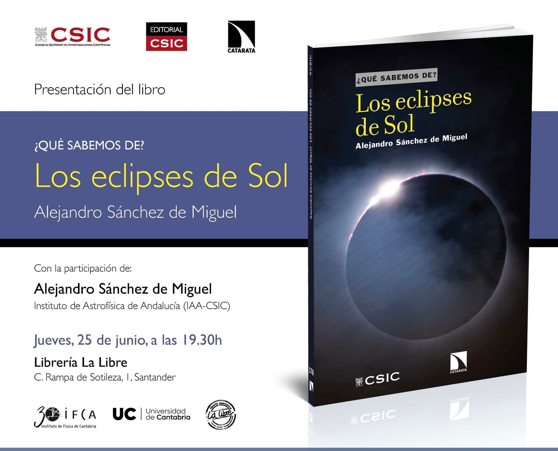 Presentación del libro '¿Qué sabemos de los eclipses de Sol?' de Alejandro Sánchez de Miguel