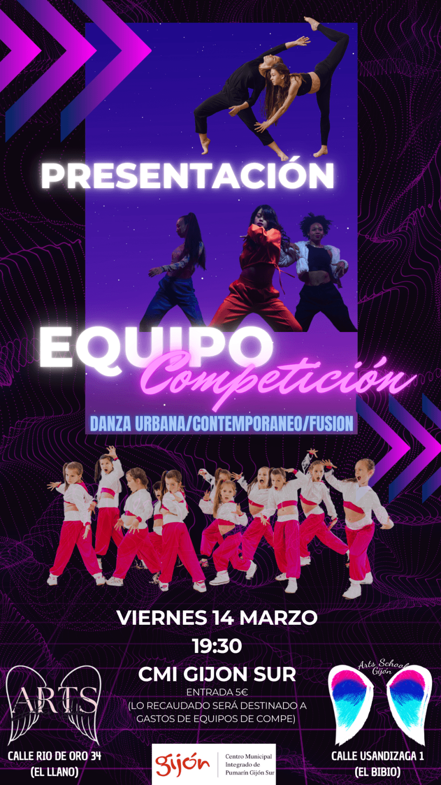 Presentaci贸n equipos competici贸n. Escuelas danza Arts School (El Bibio) y Arts Dance Studio (El Llano)