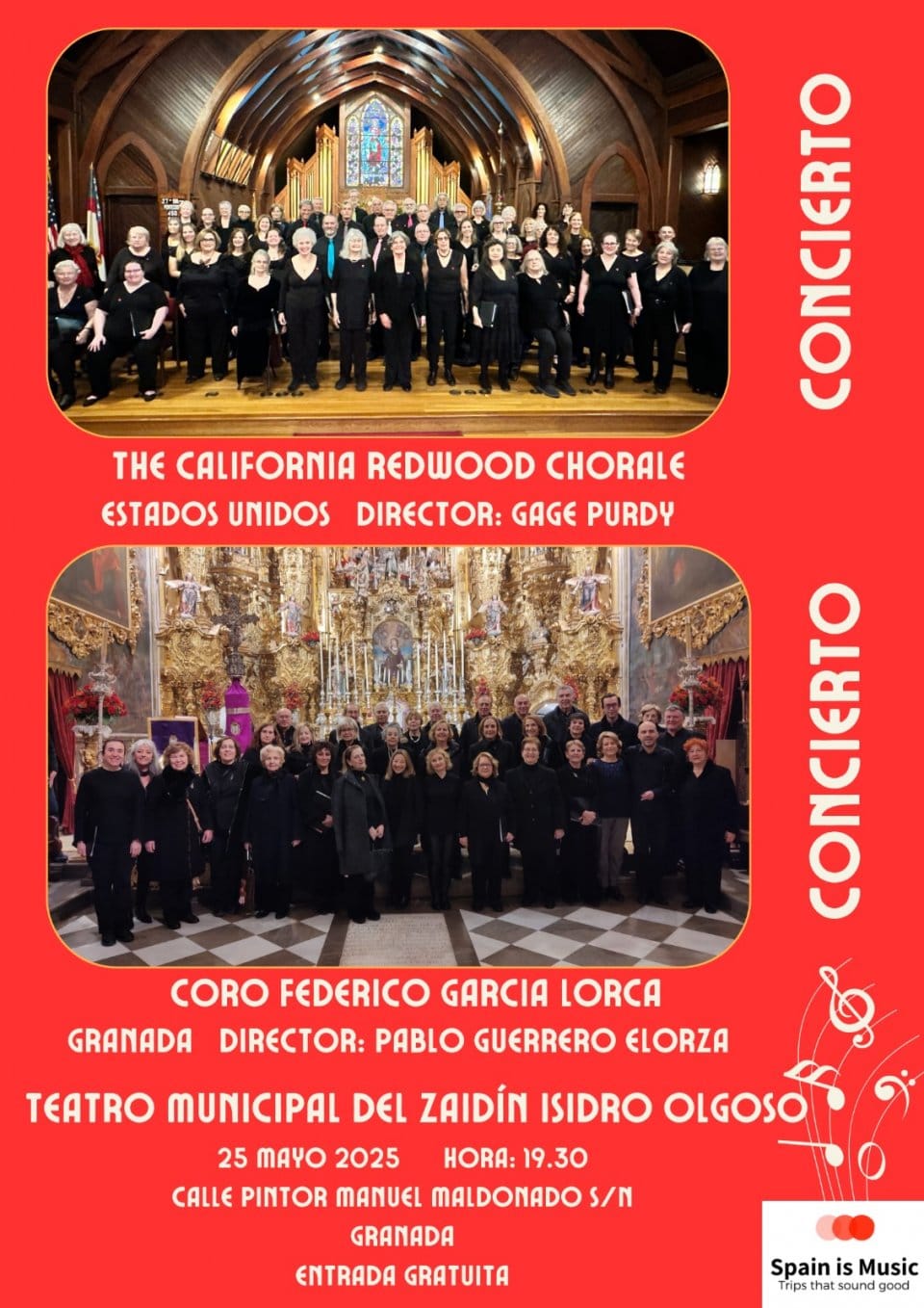 Concierto The California Redwood Chorale (EEUU) y Coro Federico García Lorca (Granada)