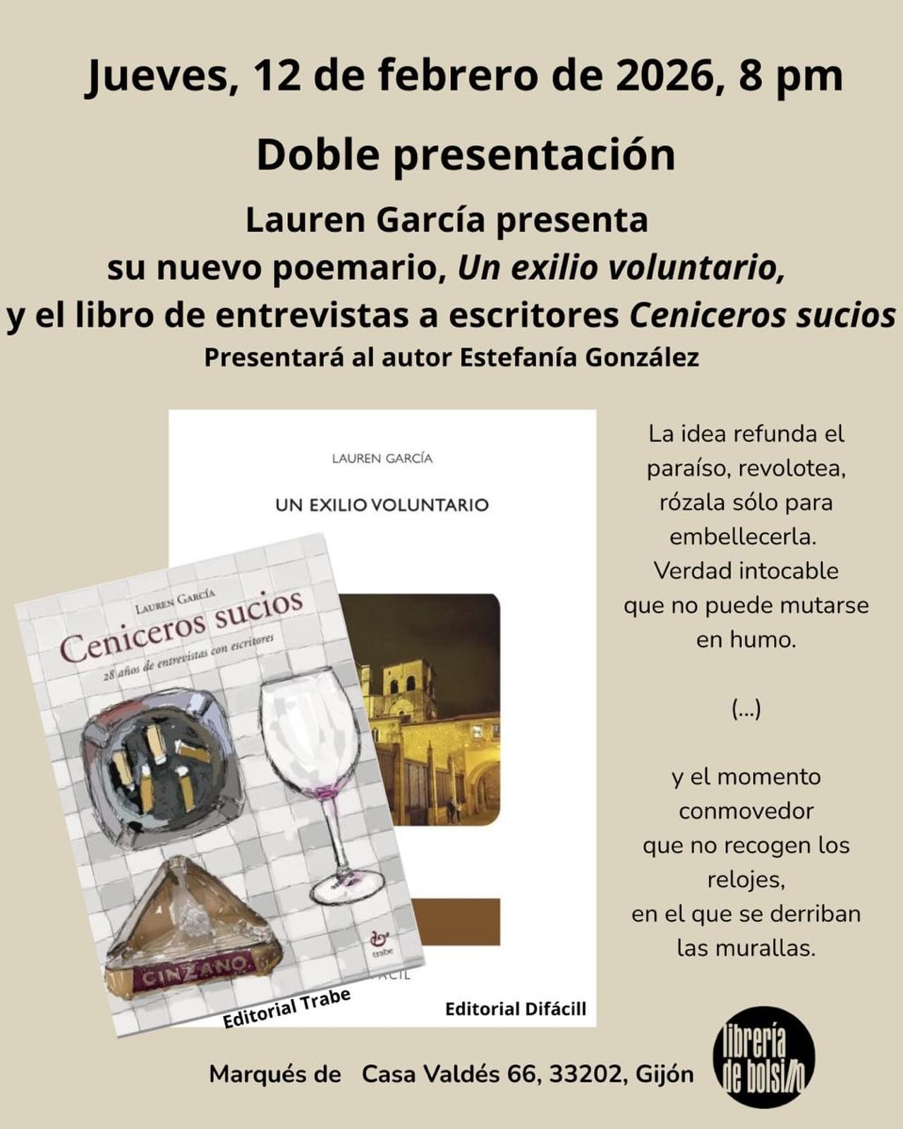 Doble presentaci贸n: Un exilio voluntario y Ceniceros sucios