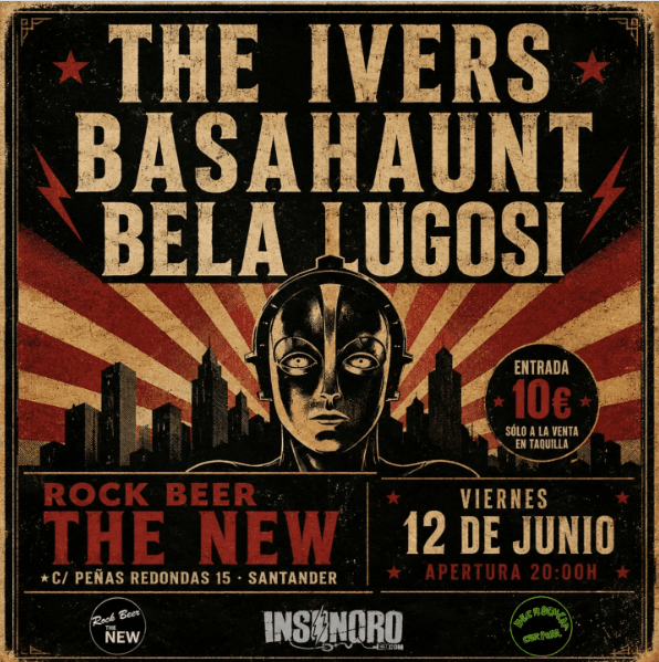 Conciertos de las bandas Bela Lugosi, Basahaunt y The Ivers