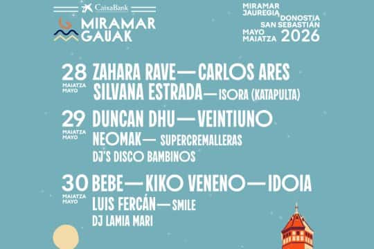 Guía de conciertos en Miramar Gauak 2026